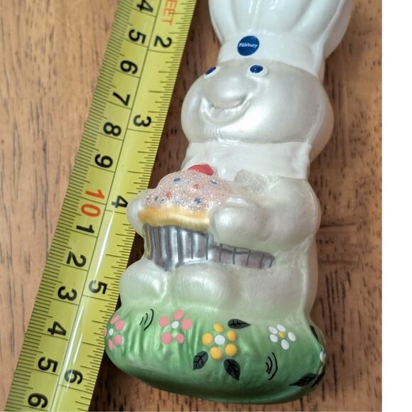 Vtg Pillsbury Dough Boy with Cupcake Kringle Glass Ornament by Kurt S. Adler - Picture 10 of 10
